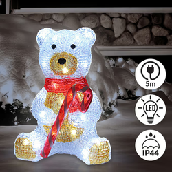FIGURKA ŚWIĄTECZNA MIŚ AKRYLOWA LED 25 CM OZDOBA