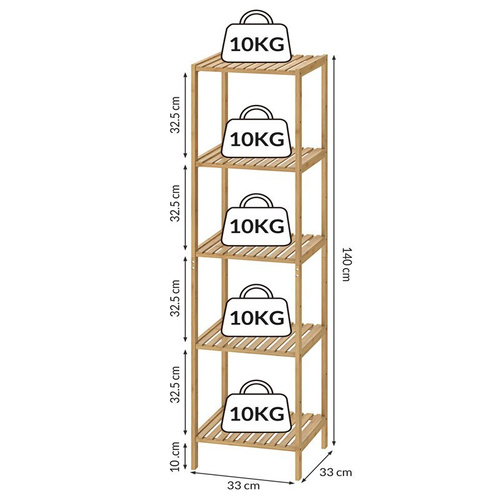 SZAFKA ŁAZIENKA PRZEDPOKÓJ BAMBUSOWA 5 PÓŁEK
