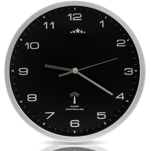 ZEGAR ŚCIENNY SREBRNY 31CM AUTOMATYCZNA ZMIANA CZASU