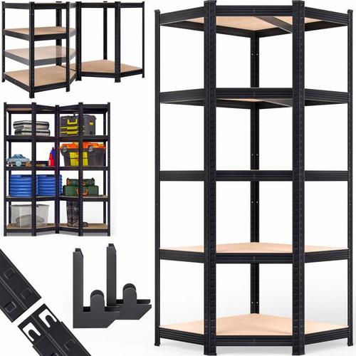 ZESTAW 3 x METALOWY REGAŁ MAGAZYNOWY NAROŻNY CZARNY XXL