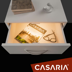 SZAFKA NOCNA KOMODA OŚWIETLENIE LED 3 SZUFLADY BIAŁA 54x39x28cm