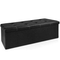 SKŁADANA PUFA KUFER SIEDZISKO SCHOWEK ŁAWA CZARNA