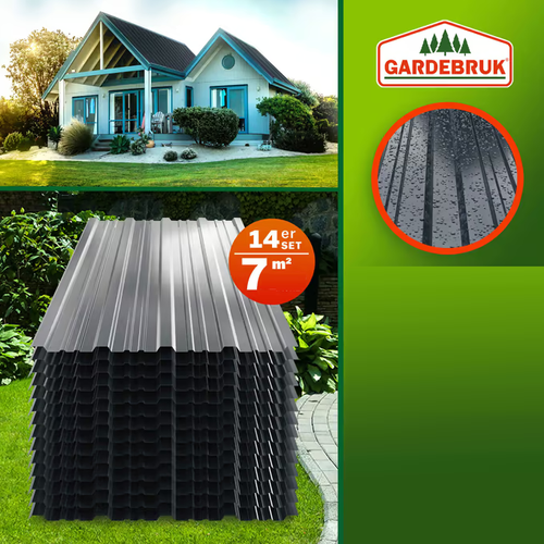 BLACHA TRAPEZOWA OCYNKOWANA ZESTAW 14 szt ANTRACYT 110x46cm