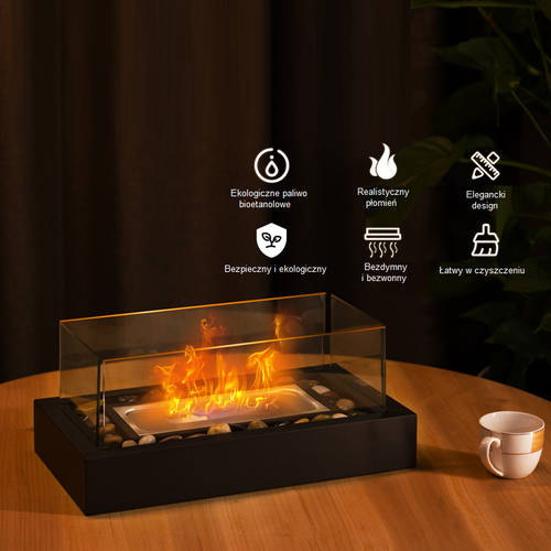 BIOKOMINEK WOLNOSTOJĄCY STOŁOWY DO DOMU OGRODU TARAS 35x18x15 cm