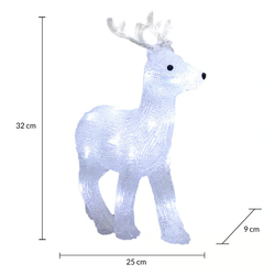 FIGURKA ŚWIĄTECZNA RENIFER AKRYLOWA LED 32 CM OZDOBA