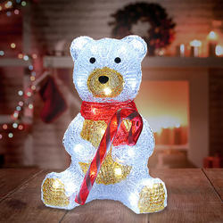 FIGURKA ŚWIĄTECZNA MIŚ AKRYLOWA LED 25 CM OZDOBA