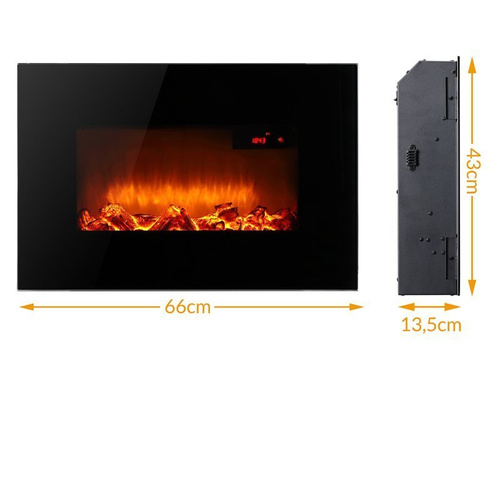 KOMINEK ELEKTRYCZNY ŚCIENNY GRZEJNIK PILOT CZARNY