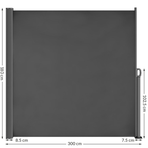 MARKIZA BOCZNA ROZKŁADANA PARAWAN ANTRACYT 300x180