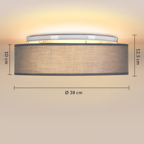 LAMPA SUFITOWA SZARA PLAFON TKANINA 38cm