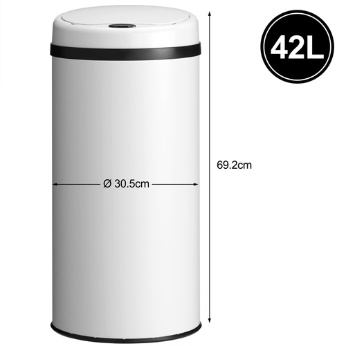 AUTOMATYCZNY BEZDOTYKOWY KOSZ NA ŚMIECI BIAŁY 42L