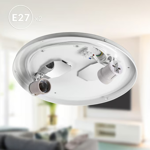 LAMPA SUFITOWA SZARA PLAFON TKANINA 38cm