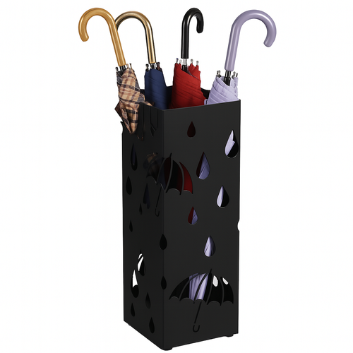 STOJAK NA PARASOLE PARASOLNIK Z OCIEKACZEM CZARNY