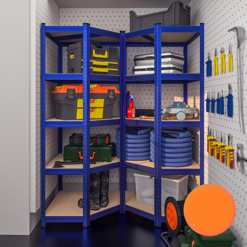 METALOWY REGAŁ MAGAZYNOWY DO GARAŻU NAROŻNY NIEBIESKI 180x90x70cm