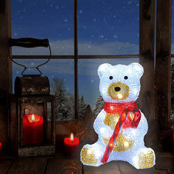 FIGURKA ŚWIĄTECZNA MIŚ AKRYLOWA LED 25 CM OZDOBA