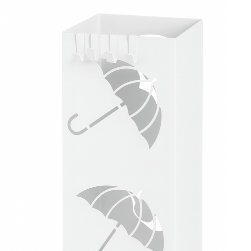 STOJAK NA PARASOLE PARASOLNIK Z OCIEKACZEM BIAŁY