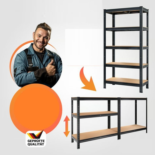 2x METALOWY REGAŁ MAGAZYNOWY DO GARAŻU CZARNY 875kg 180x90x40cm 