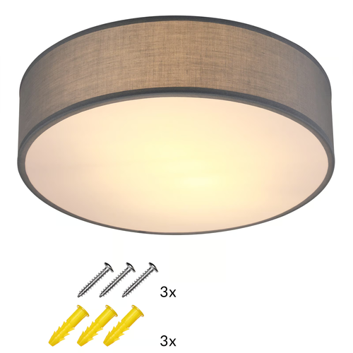 LAMPA SUFITOWA SZARA PLAFON TKANINA 38cm