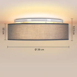 LAMPA SUFITOWA SZARA PLAFON TKANINA 38cm