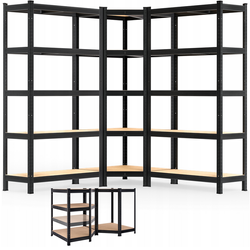 ZESTAW 3 x METALOWY REGAŁ MAGAZYNOWY NAROŻNY CZARNY XXL