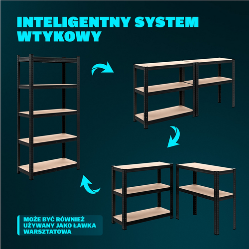 ZESTAW 3 x METALOWY REGAŁ MAGAZYNOWY NAROŻNY CZARNY XXL