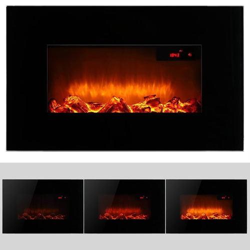 KOMINEK ELEKTRYCZNY ŚCIENNY GRZEJNIK PILOT CZARNY