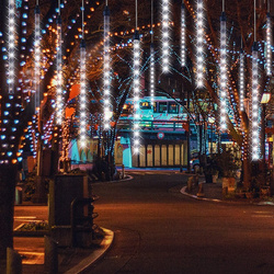 LAMPKI ŚWIĄTECZNE SOPLE PADAJĄCY ŚNIEG BIAŁE 