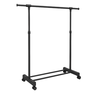 WIESZAKI STOJAK NA UBRANIA CZARNY NA KÓŁKACH PÓŁKA NA BUTY