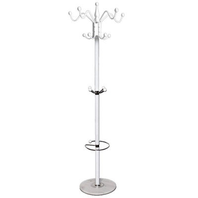 BIAŁY PODLOGOWY WIESZAK OBROTOWY NA UBRANIA MARMUR