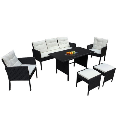 MEBLE OGRODOWE RATTAN STOŁ  SOFA  2 FOTELE  2 PUF