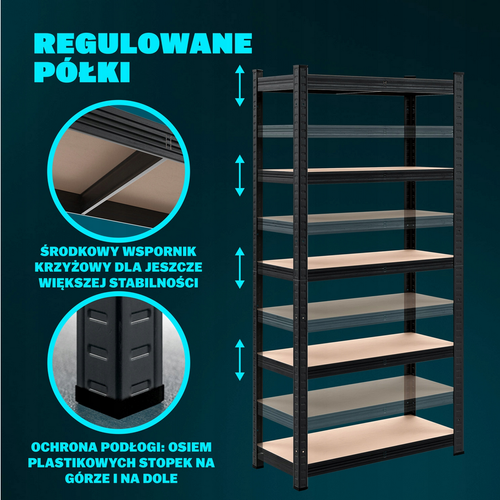 METALOWY REGAŁ MAGAZYNOWY DO GARAŻU 5 PÓŁEK 875 KG