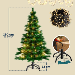CHOINKA SZTUCZNA 150 CM LED DRZEWKO ŚWIĄTECZNE Z LAMPKAMI ZE STOJAKIEM