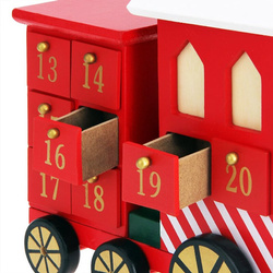 KALENDARZ DREWNIANY ADWENTOWY LOKOMOTYWA OZDOBA ŚWIĄTECZNA