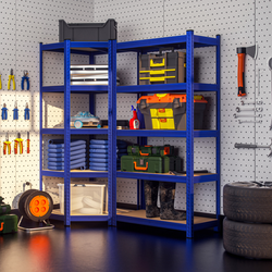 METALOWY REGAŁ MAGAZYNOWY DO GARAŻU NAROŻNY NIEBIESKI 180x90x70cm