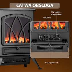 KOMINEK ELEKTRYCZNY GRZEJNIK GRZAŁKA 2000W CZARNY