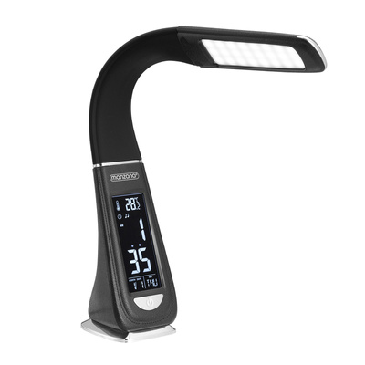 LAMPA LAMPKA BIURKOWA STOŁOWA LED ZEGAR CZARNA