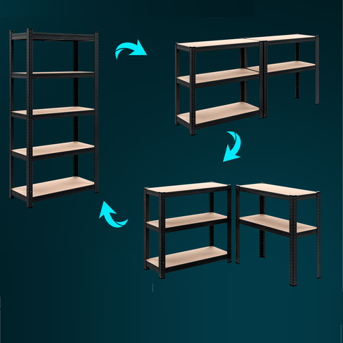 METALOWY REGAŁ MAGAZYNOWY DO GARAŻU 5 PÓŁEK 875 KG