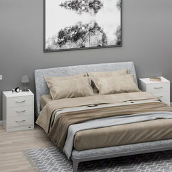 SZAFKA NOCNA KOMODA OŚWIETLENIE LED 3 SZUFLADY BIAŁA 54x39x28cm