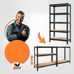 2x METALOWY REGAŁ MAGAZYNOWY DO GARAŻU CZARNY 875kg 180x90x40cm 