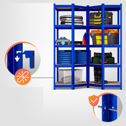 METALOWY REGAŁ MAGAZYNOWY DO GARAŻU NAROŻNY NIEBIESKI 180x90x70cm