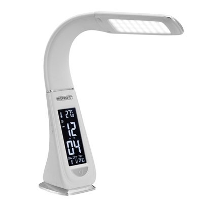 LAMPA LAMPKA BIURKOWA STOŁOWA LED ZEGAR BIAŁA