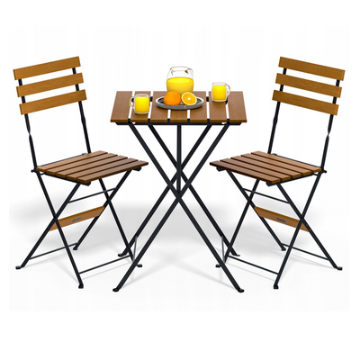 MEBLE OGRODOWE BALKONOWE STÓŁ 2 KRZESŁA SKŁADANE