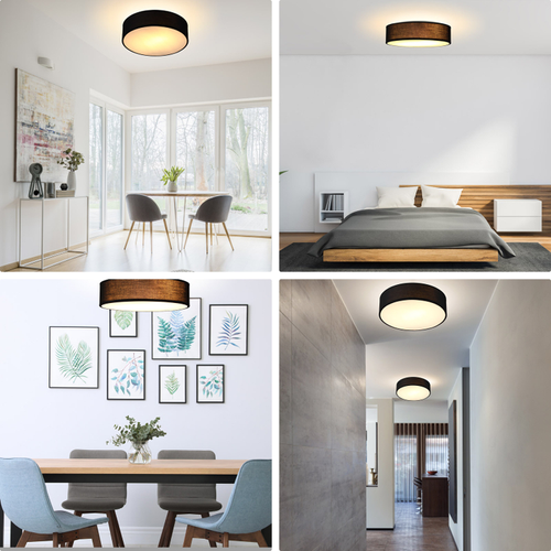 LAMPA SUFITOWA CZARNA PLAFON TKANINA 38cm