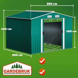 BUDKA ALTANKA SZOPA METALOWA NA NARZĘDZIA OGRODOWA OGRÓD 260x205x180cm