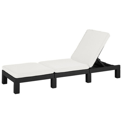 LEŻAK POLI RATTAN REGULOWANE OPARCIE MATERAC ŁÓŻKO