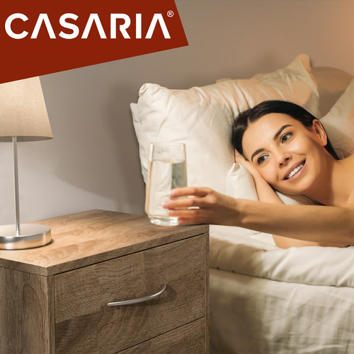 SZAFKA NOCNA KOMODA OŚWIETLENIE LED 3 SZUFLADY DĄB 54x39x28cm