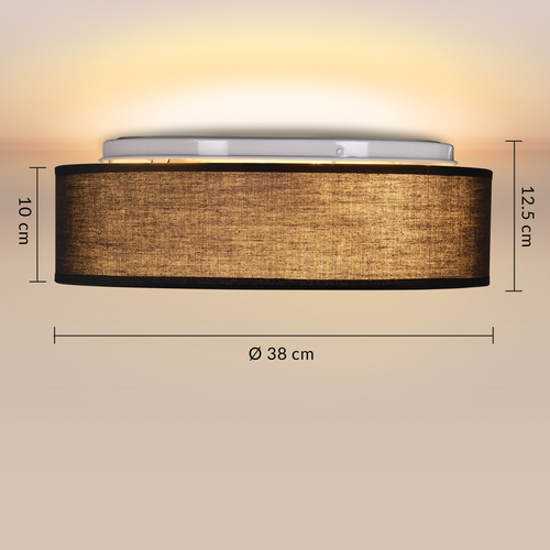 LAMPA SUFITOWA CZARNA PLAFON TKANINA 38cm