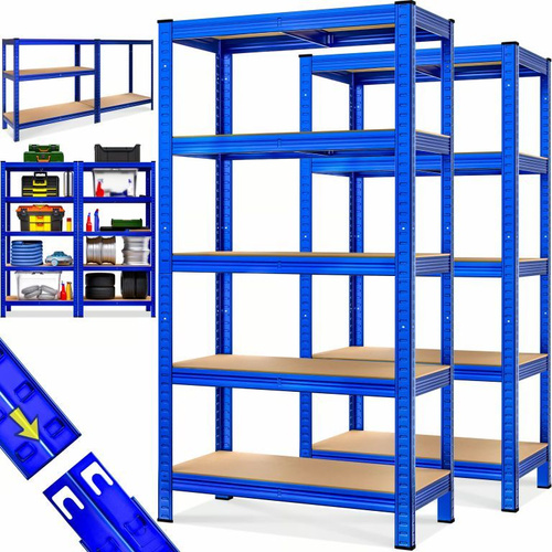 2x METALOWY REGAŁ MAGAZYNOWY DO GARAŻU NIEBIESKI 875kg 180x90x40cm 