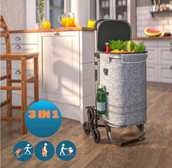 SKŁADANY WÓZEK TORBA NA ZAKUPY NA KÓŁKACH SZARY