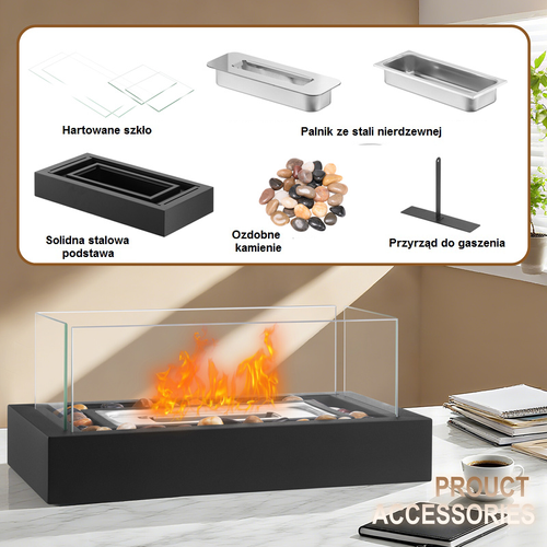 BIOKOMINEK WOLNOSTOJĄCY STOŁOWY DO DOMU OGRODU TARAS 35x18x15 cm