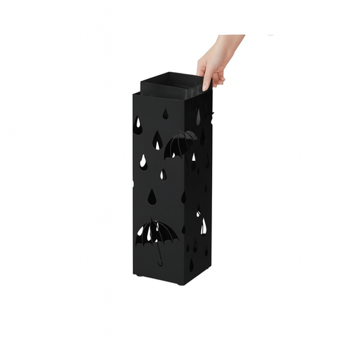 STOJAK NA PARASOLE PARASOLNIK Z OCIEKACZEM CZARNY